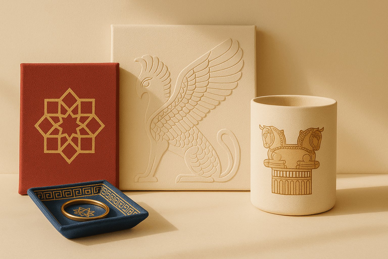 Canvas — Persian heritage on stretched canvas — maps, lions, and crowns for your walls.